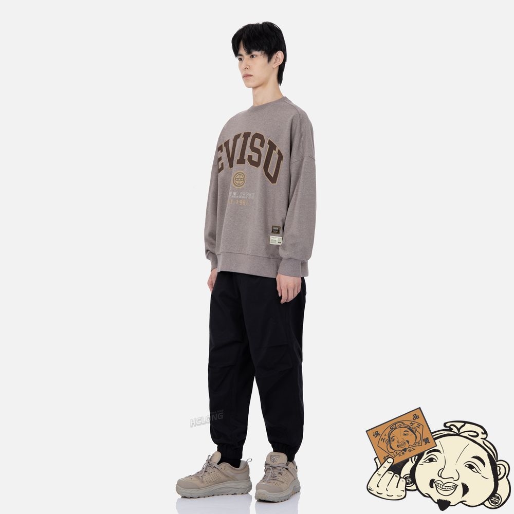 Men Evisu RETRO LOGO PRINT OVERSIZED SWEATSHIRT CHARCOAL | 031ALOTGC