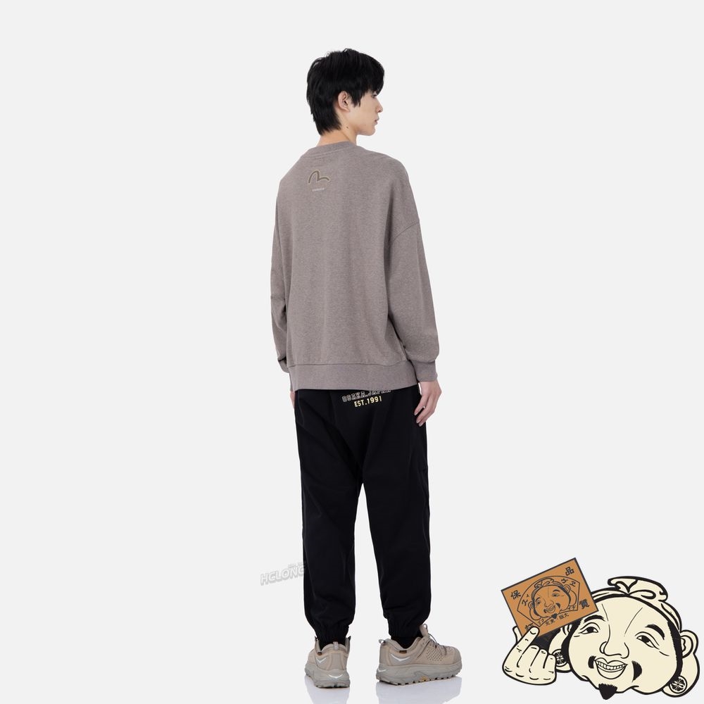 Men Evisu RETRO LOGO PRINT OVERSIZED SWEATSHIRT CHARCOAL | 031ALOTGC