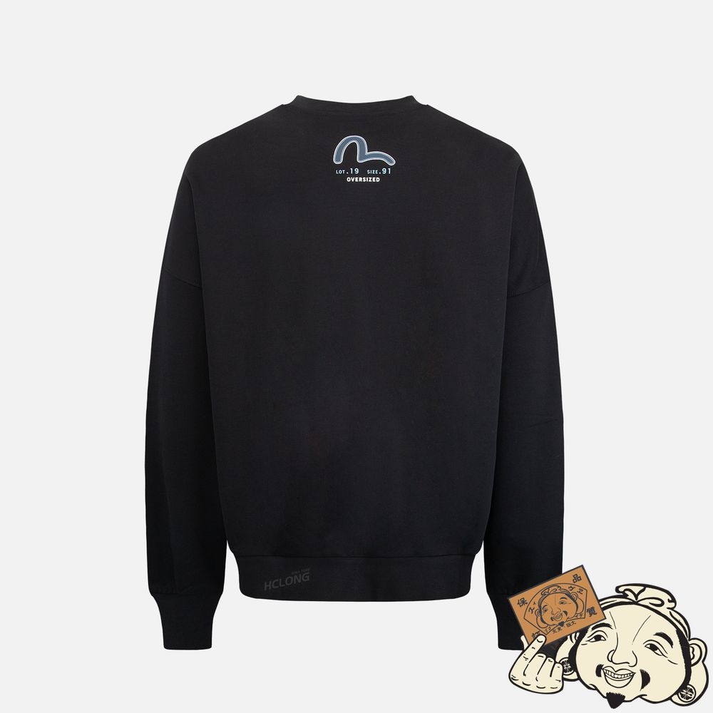 Men Evisu RETRO LOGO PRINT OVERSIZED SWEATSHIRT Noir | 403NLGKEV
