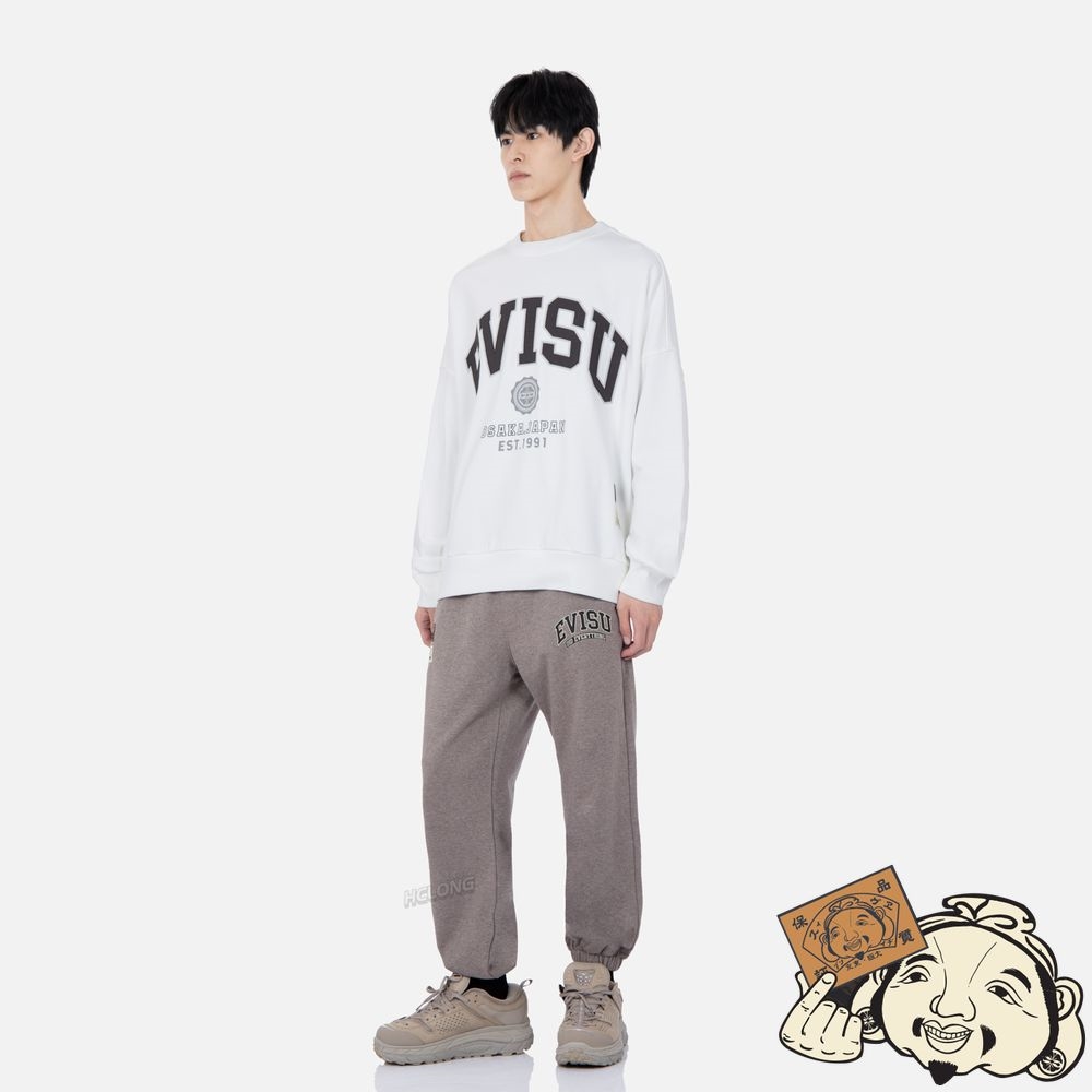 Men Evisu RETRO LOGO PRINT OVERSIZED SWEATSHIRT Blanche | 946XPBSUF