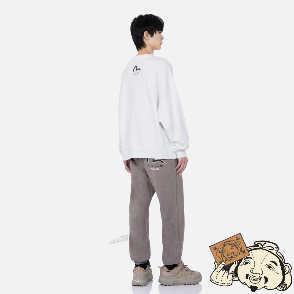 Men Evisu RETRO LOGO PRINT OVERSIZED SWEATSHIRT Blanche | 946XPBSUF