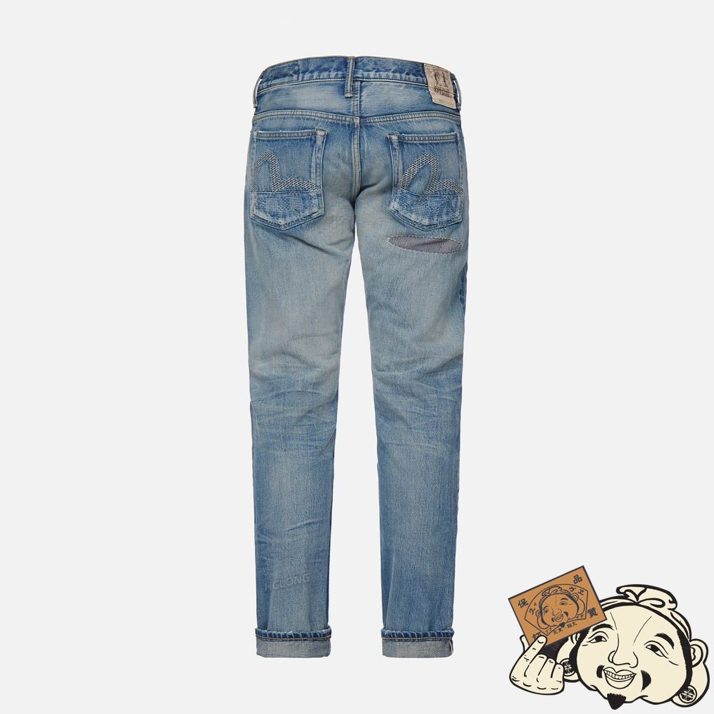 Men Evisu REVERSE DENIM PATCH CARROT FIT JEANS #2017 Indigo | 031QCETXI