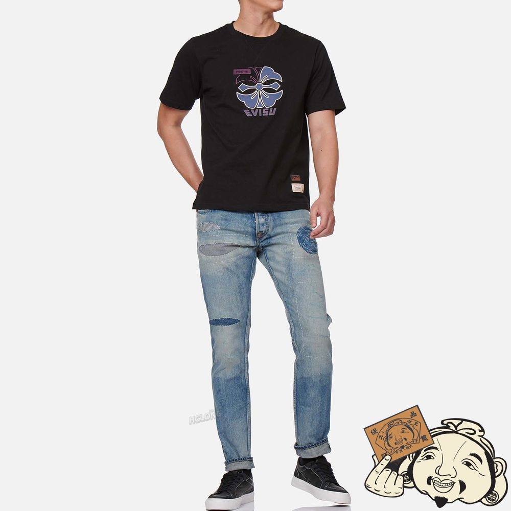 Men Evisu REVERSE DENIM PATCH CARROT FIT JEANS #2017 Indigo | 031QCETXI