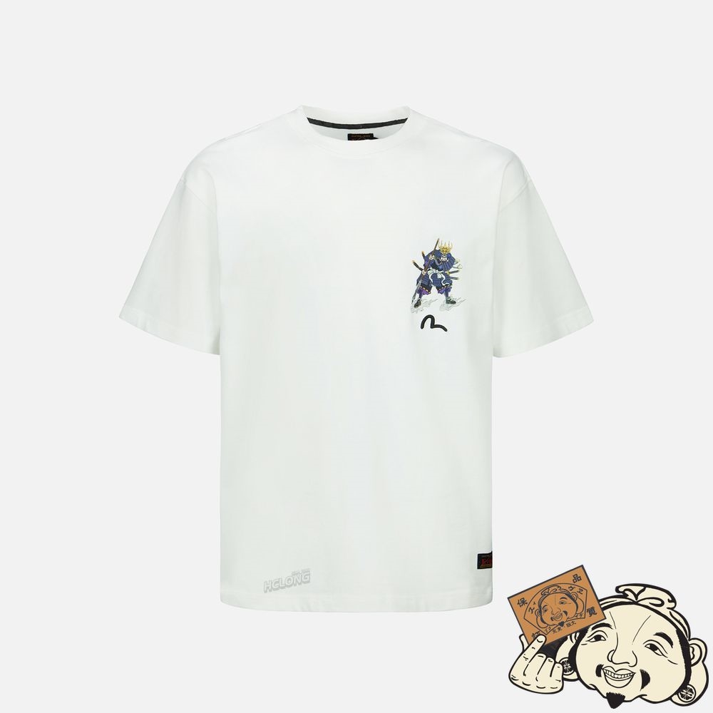 Men Evisu SAMURAI AND SLOGAN PRINT T-SHIRT Blanche | 472DTCFLR