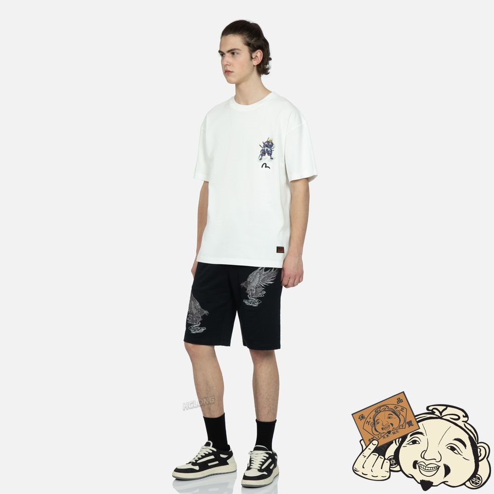Men Evisu SAMURAI AND SLOGAN PRINT T-SHIRT Blanche | 472DTCFLR