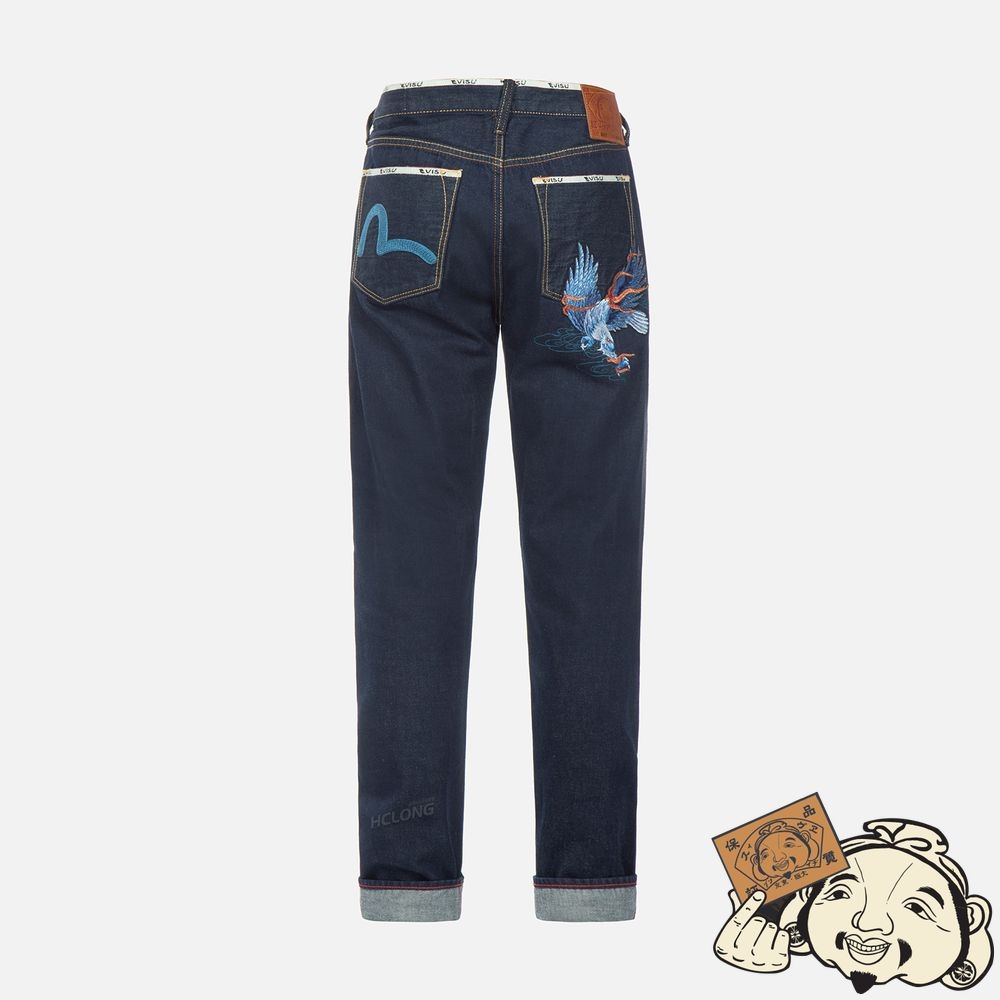 Men Evisu SEAGULL AND EAGLE EMBROIDERY CARROT FIT JEANS #2017 Indigo | 751DRGMHW