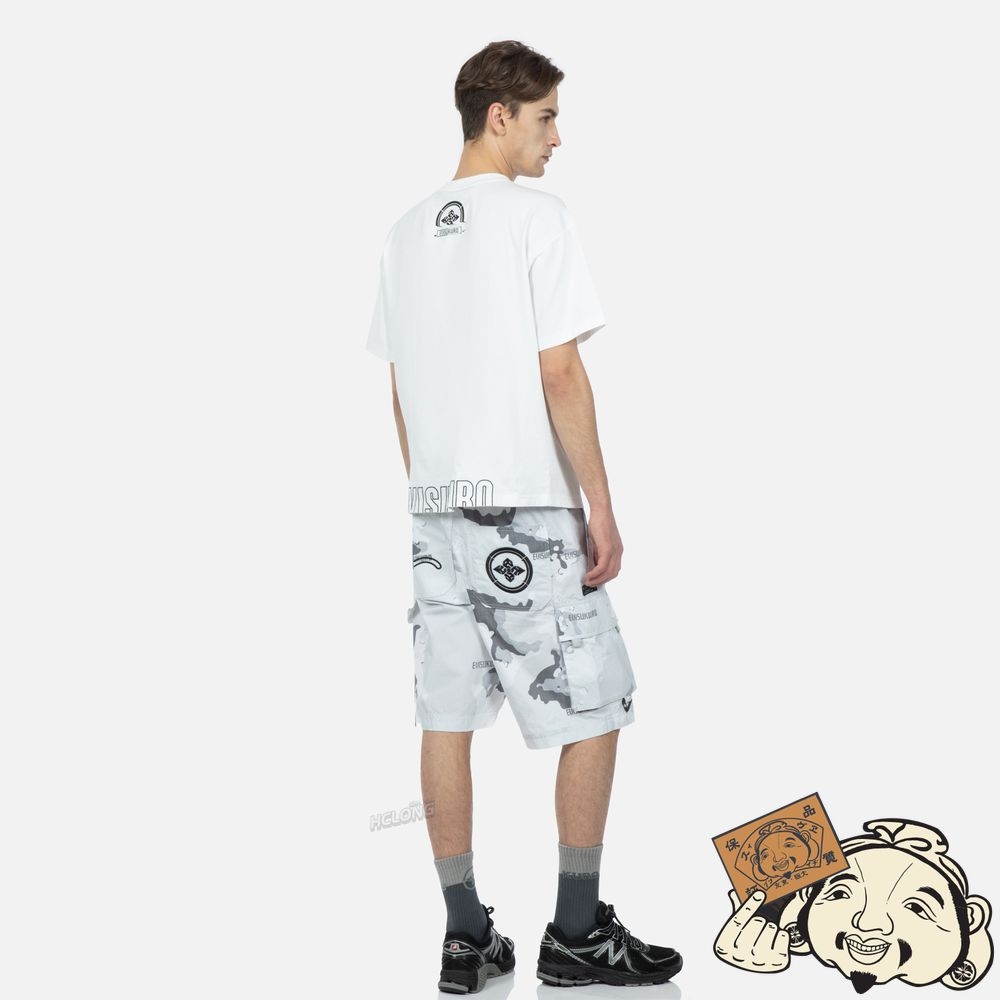 Men Evisu SEAGULL AND KAMON EMBROIDERED CAMOUFLAGE PRINT SHORTS Grise | 724IYSBVN