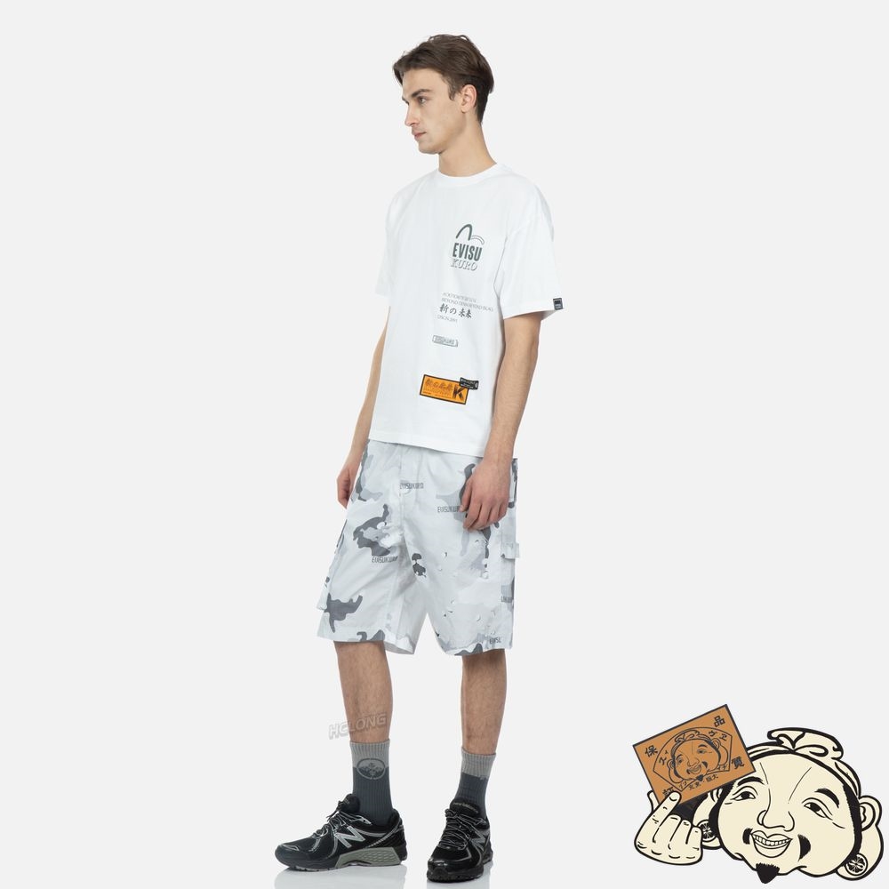 Men Evisu SEAGULL AND KAMON EMBROIDERED CAMOUFLAGE PRINT SHORTS Grise | 724IYSBVN