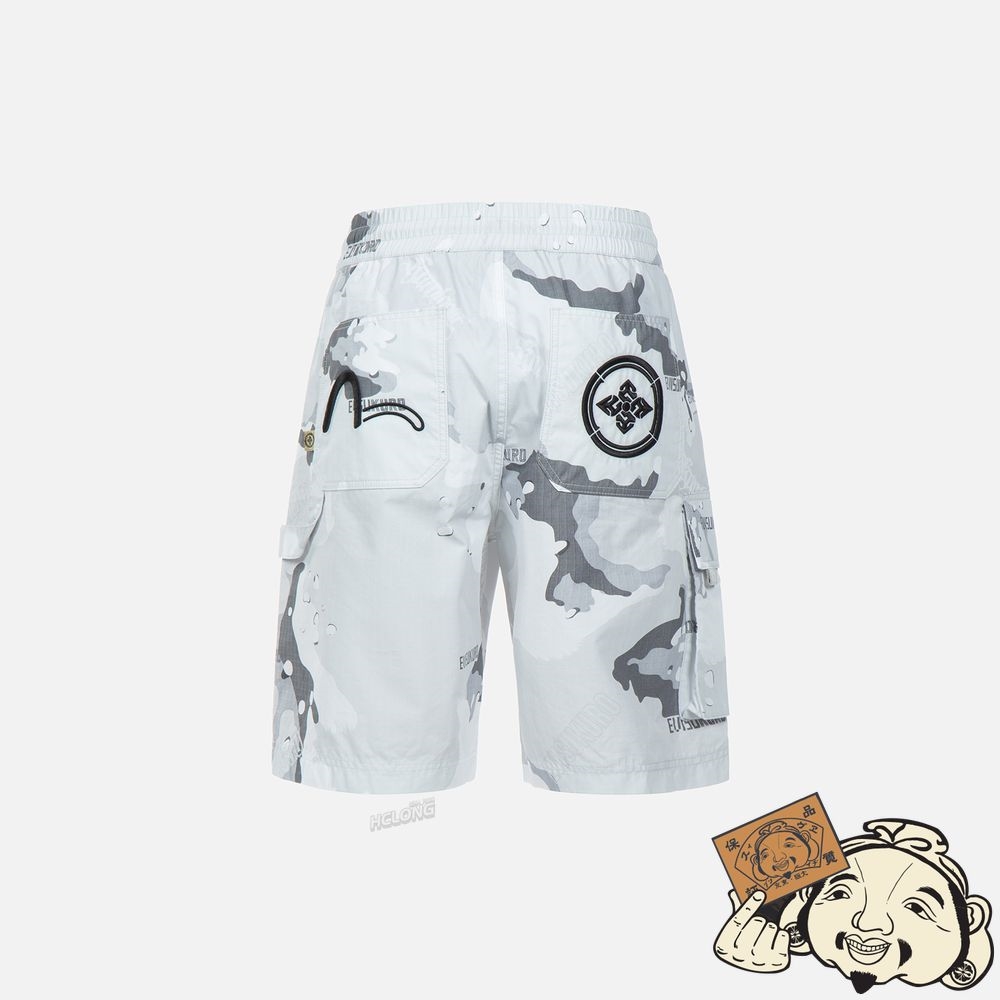 Men Evisu SEAGULL AND KAMON EMBROIDERED CAMOUFLAGE PRINT SHORTS Grise | 724IYSBVN