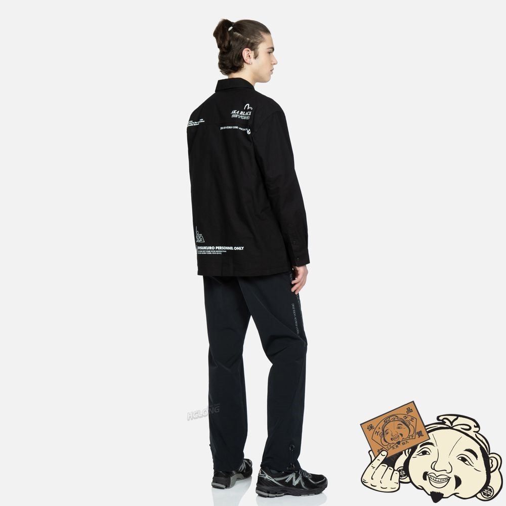 Men Evisu SEAGULL AND LOGO PRINT OXFORD SHIRT Noir | 724LPFKBH