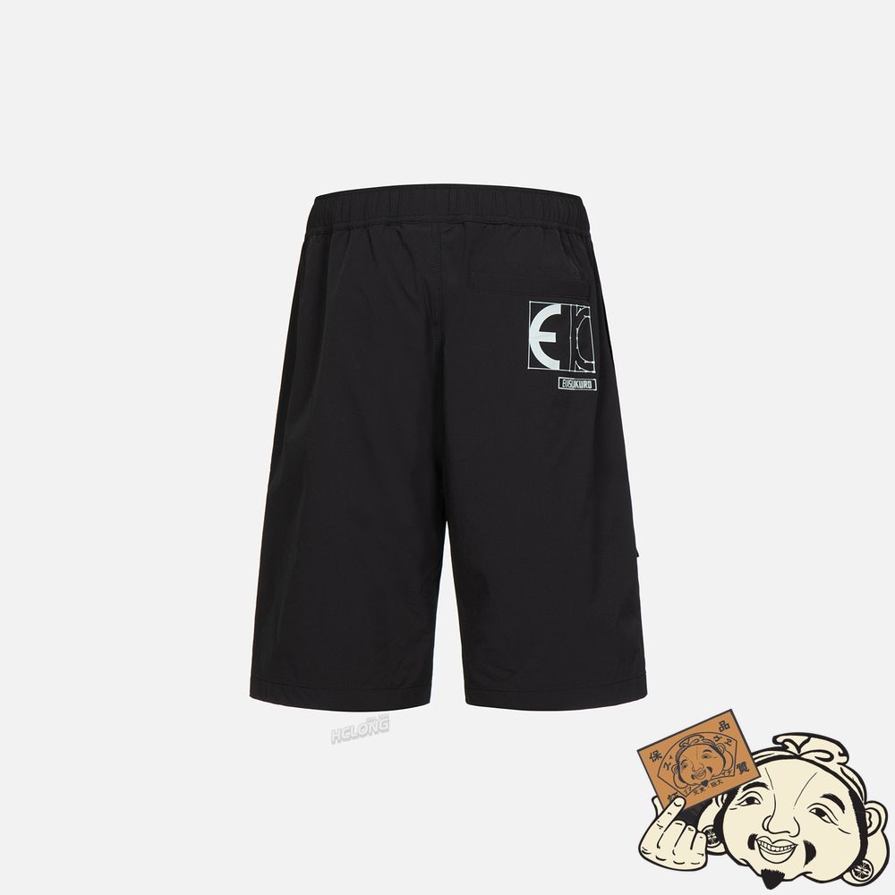 Men Evisu SEAGULL AND LOGO PRINT PANELLING SHORTS Noir | 789EWHZTY