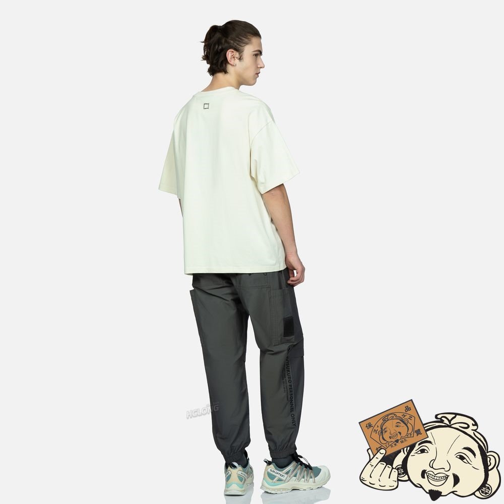 Men Evisu SEAGULL AND SLOGAN PRINT BOXY T-SHIRT Beige | 159DMSBNP