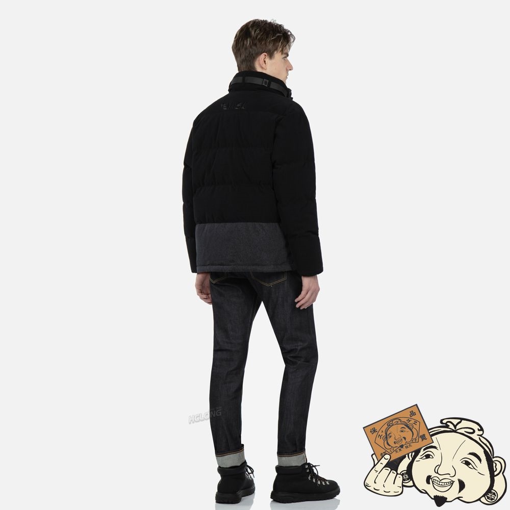 Men Evisu SEAGULL APPLIQUÉ PATCHWORK DOWN JACKET Noir | 235OTNZRV