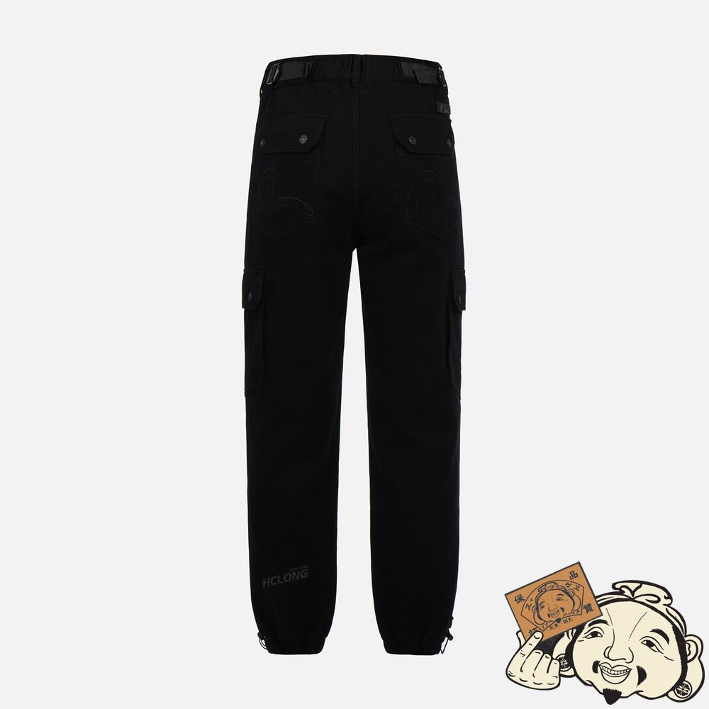 Men Evisu SEAGULL APPLIQUÉ PATCHWORK PANTS Noir | 619UZANPG