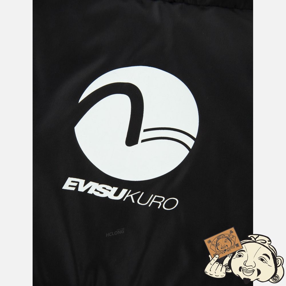 Men Evisu SEAGULL BADGE DOWN VEST Noir | 785UEGPMF