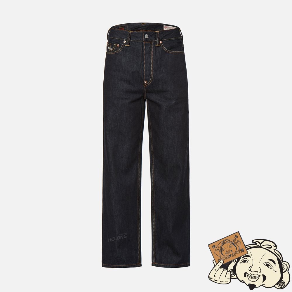 Men Evisu SEAGULL EMBROIDERED WIDE LEG DENIM JEANS Indigo | 805XWDJSC