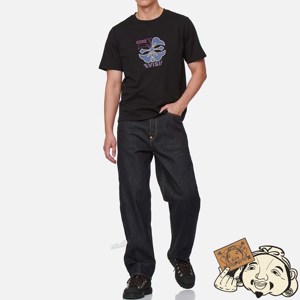Men Evisu SEAGULL EMBROIDERED WIDE LEG DENIM JEANS Indigo | 805XWDJSC