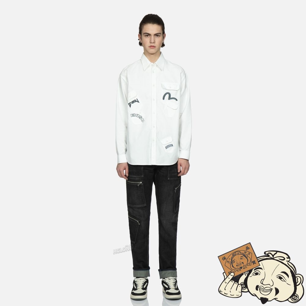 Men Evisu SEAGULL EMBROIDERY MULTI-POCKET CARROT FIT JEANS #2017 Noir | 312OIDWFZ