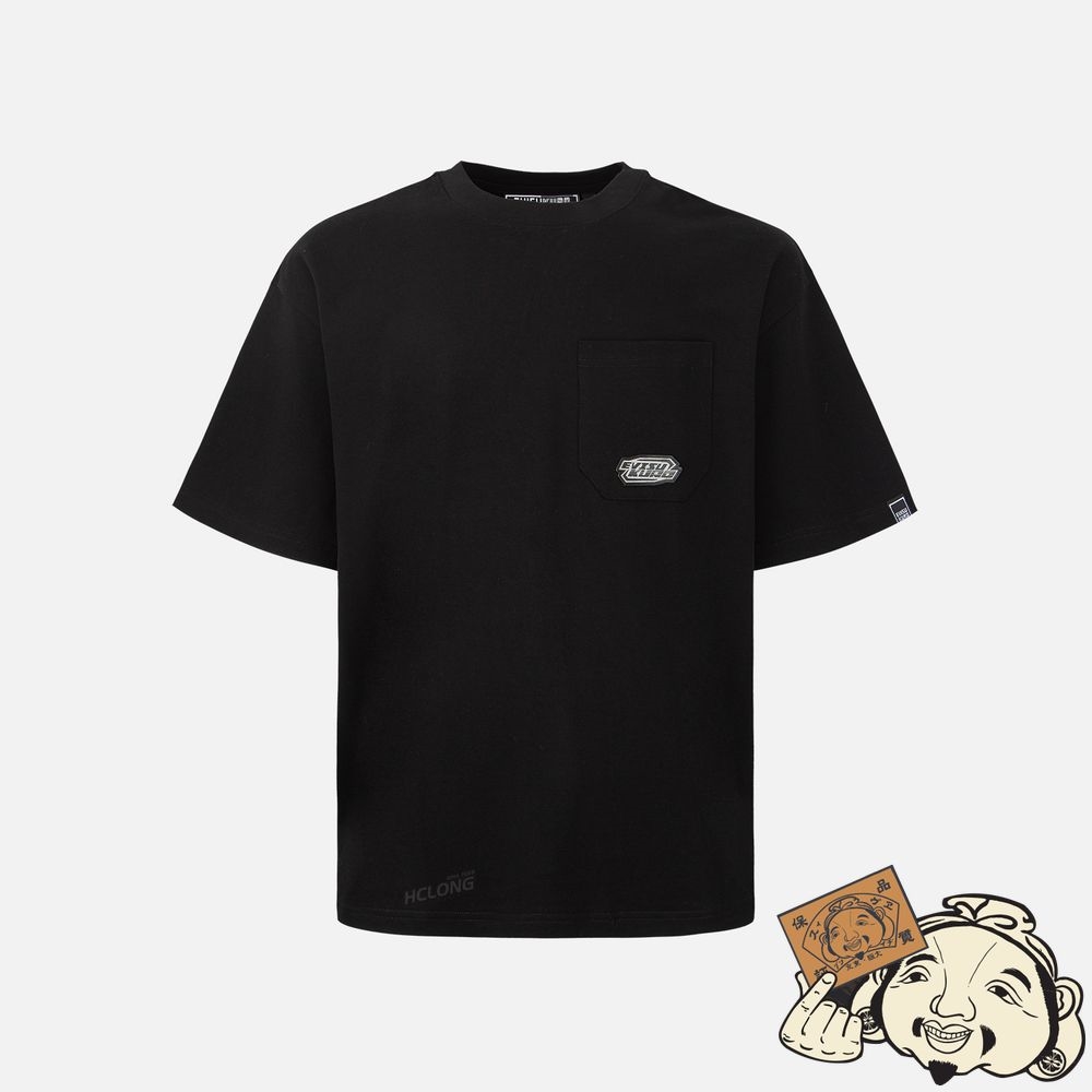 Men Evisu SEAGULL EMBROIDERY T-SHIRT WITH POCKET Noir | 763LVQGUO