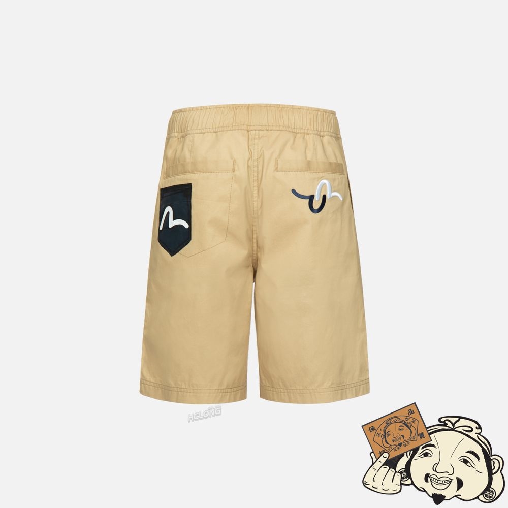 Men Evisu SEAGULL EMBROIDERY WOVEN SHORTS Beige | 805XHBOLI