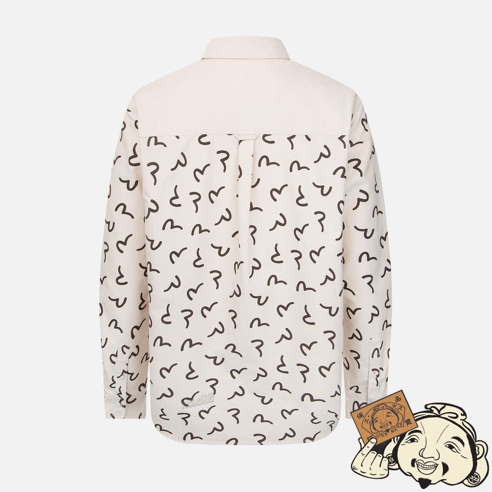 Men Evisu SEAGULL PATTERN PRINT SHIRT Beige | 571HEVOBR