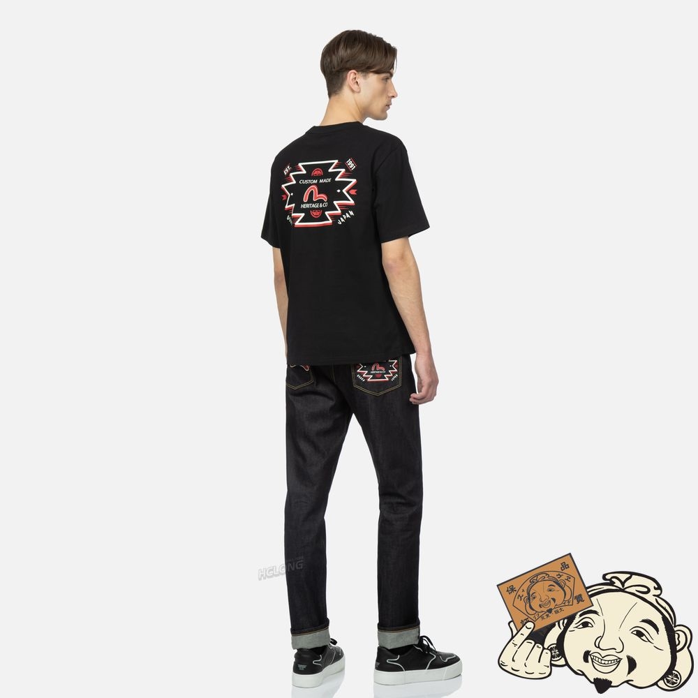 Men Evisu SEAGULL PRINT CARROT-FIT DENIM JEANS #2017 Indigo | 540UDXKLF