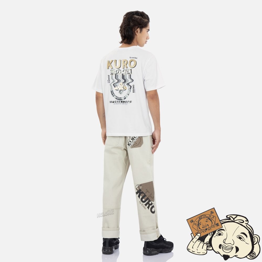 Men Evisu SEAGULL PRINT COLORBLOCK DENIM JEANS Beige | 910CEXBOH