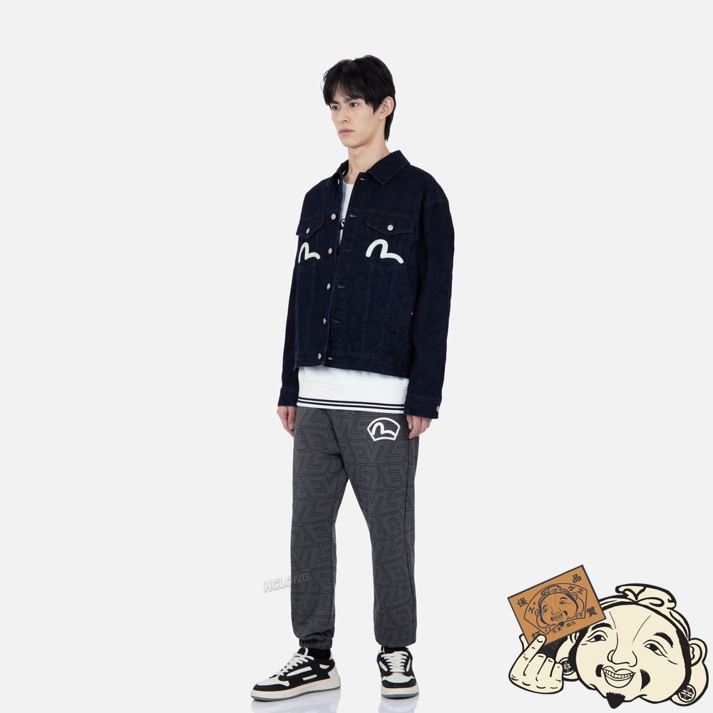 Men Evisu SEAGULL PRINT DENIM JACKET Indigo | 209XSGQRM