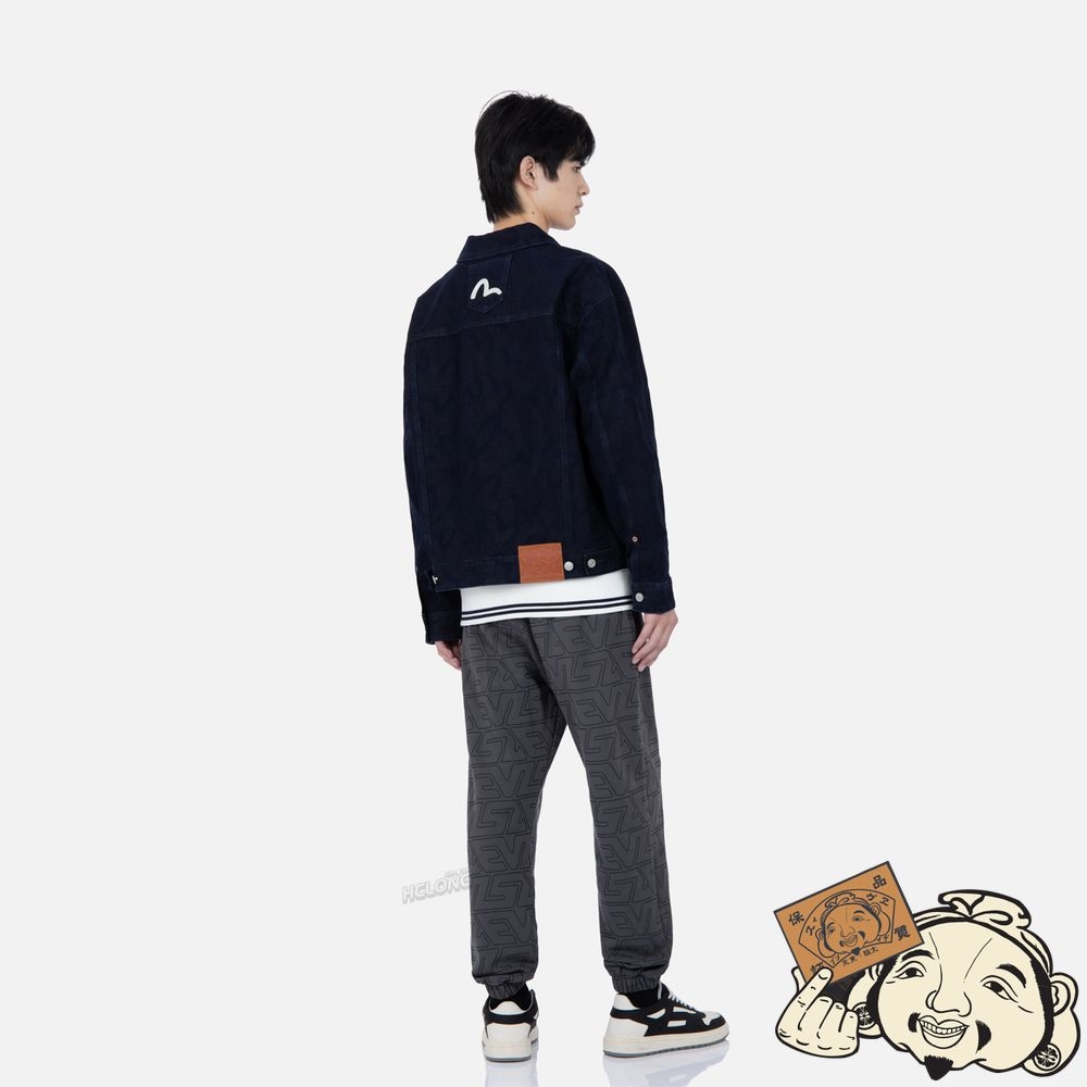 Men Evisu SEAGULL PRINT DENIM JACKET Indigo | 209XSGQRM