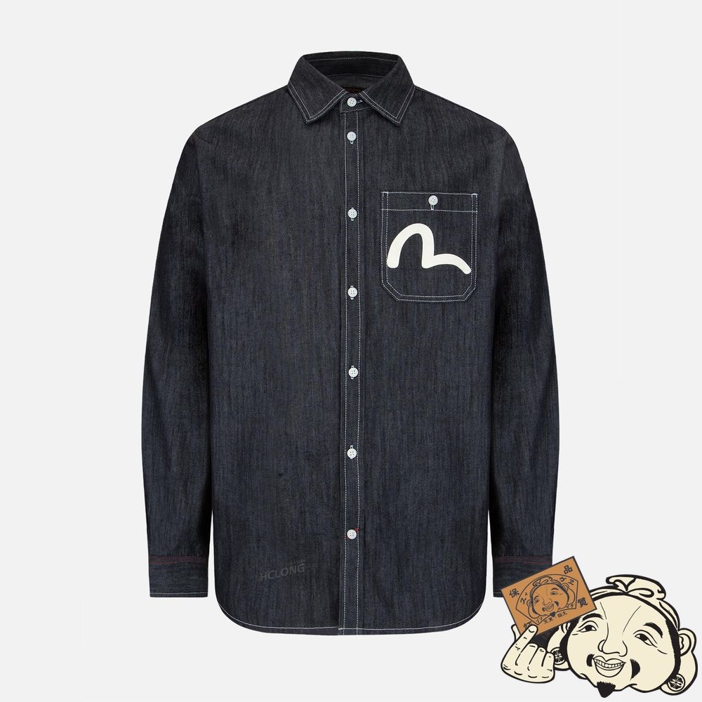 Men Evisu SEAGULL PRINT DENIM SHIRT Indigo | 195UAPYKT