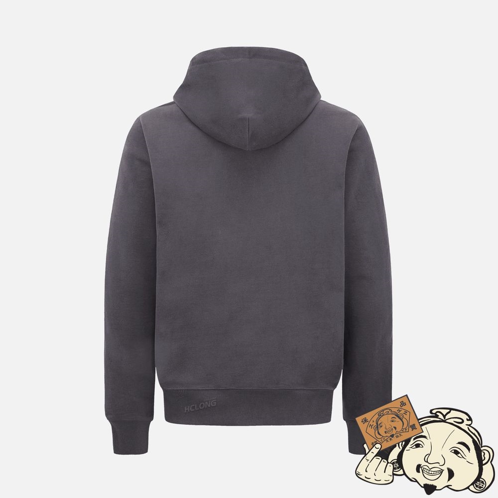 Men Evisu SEAGULL PRINT HOODED SWEATSHIRT CHARCOAL | 046MOTYLQ