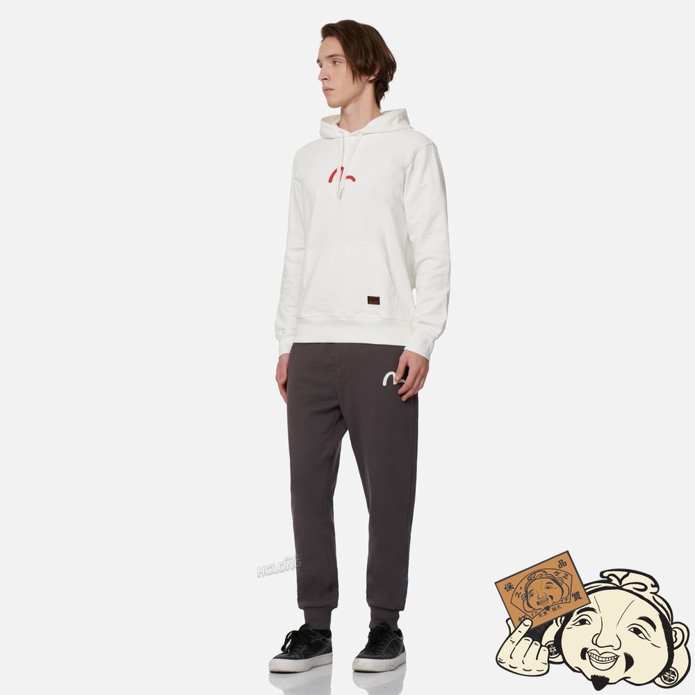 Men Evisu SEAGULL PRINT HOODED SWEATSHIRT Blanche | 429GWIEYL