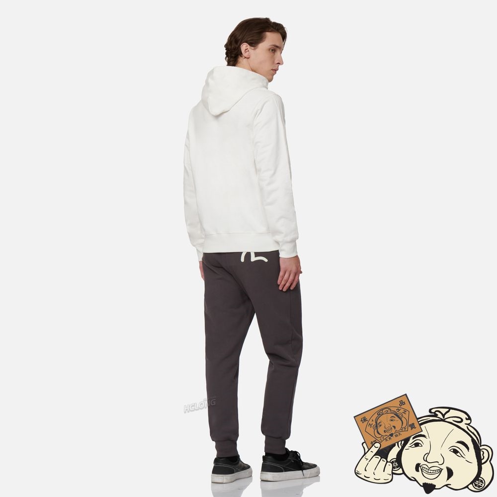 Men Evisu SEAGULL PRINT HOODED SWEATSHIRT Blanche | 429GWIEYL