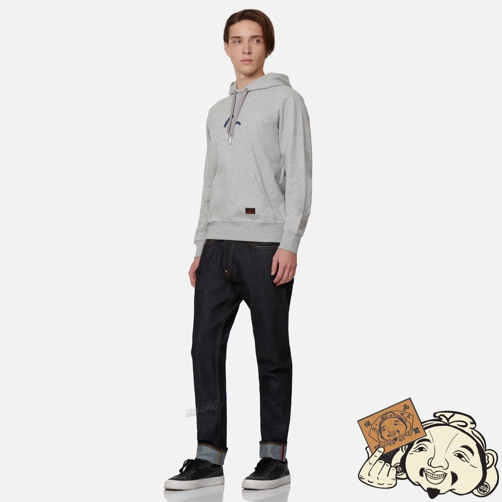 Men Evisu SEAGULL PRINT HOODED SWEATSHIRT Grise | 563QRNVAI