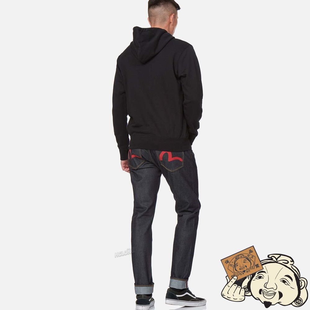 Men Evisu SEAGULL PRINT HOODED SWEATSHIRT Noir | 687FODWRK