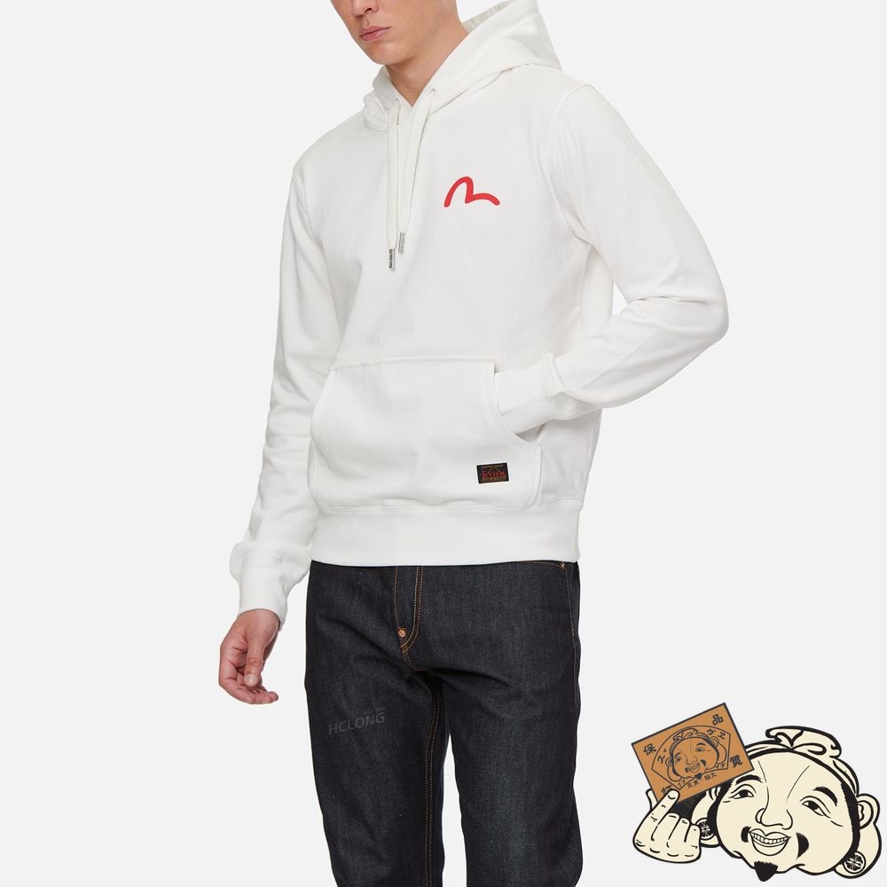 Men Evisu SEAGULL PRINT HOODIE Blanche | 207VEPRFC
