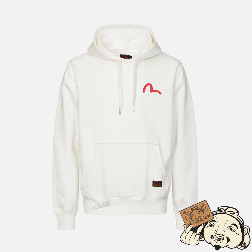 Men Evisu SEAGULL PRINT HOODIE Blanche | 207VEPRFC