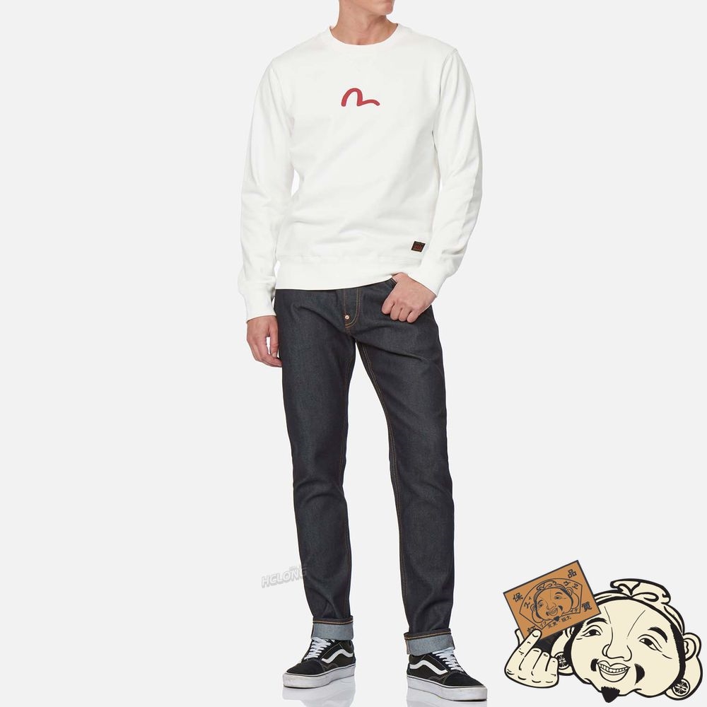Men Evisu SEAGULL PRINT SWEATSHIRT Blanche | 638EJOBHP