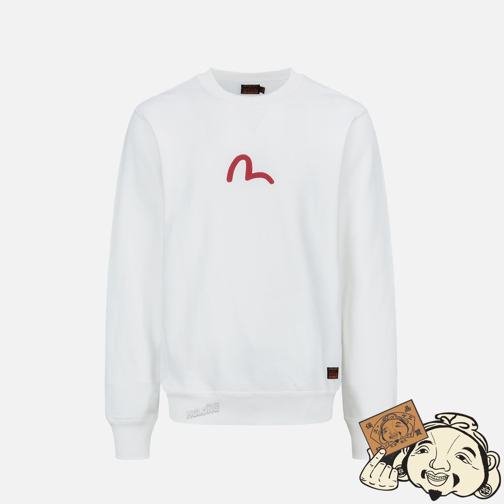 Men Evisu SEAGULL PRINT SWEATSHIRT Blanche | 638EJOBHP