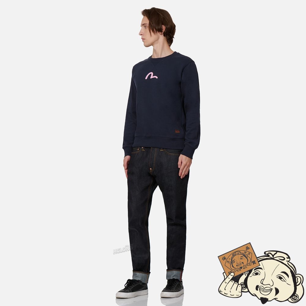 Men Evisu SEAGULL PRINT SWEATSHIRT Bleu Marine | 829UWMQKX