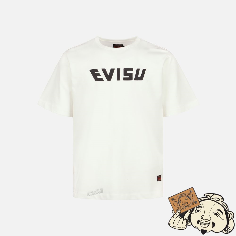 Men Evisu SEA WAVE AND DRAGON KOI-PATTERN DAICOCK PRINT T-SHIRT Blanche | 895OZLWNQ