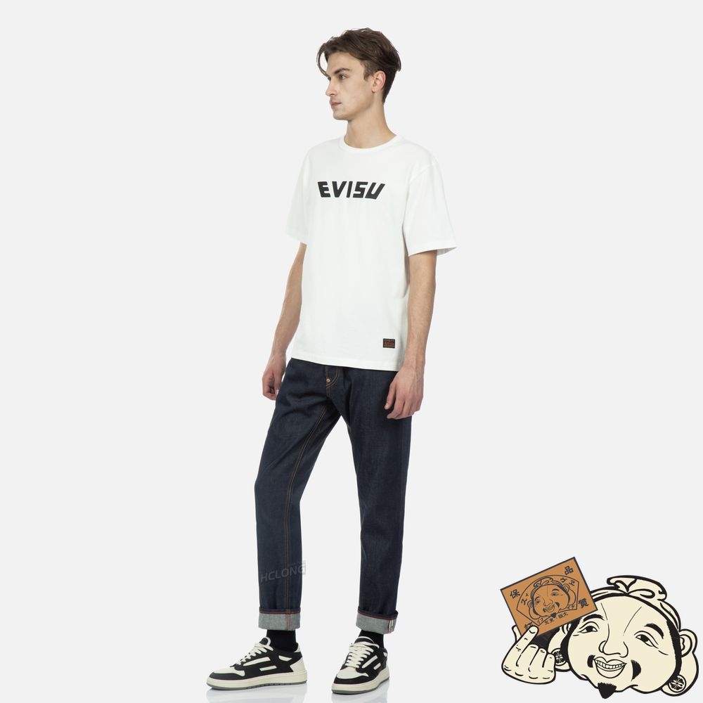 Men Evisu SEA WAVE AND DRAGON KOI-PATTERN DAICOCK PRINT T-SHIRT Blanche | 895OZLWNQ