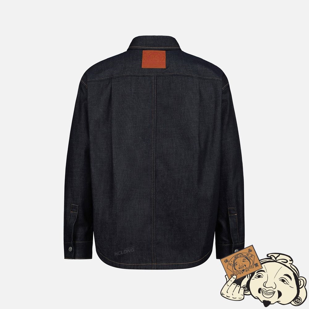 Men Evisu SEA WAVE-PATTERN SEAGULL EMBROIDERY DENIM SHIRT JACKET Indigo | 847HNXJQS