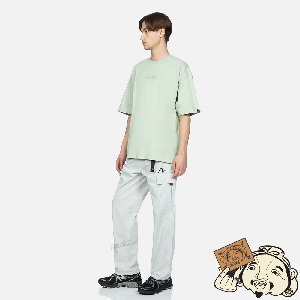 Men Evisu SLOGAN CALLIGRAPHY PRINT T-SHIRT Vert Clair | 876VTZQDR