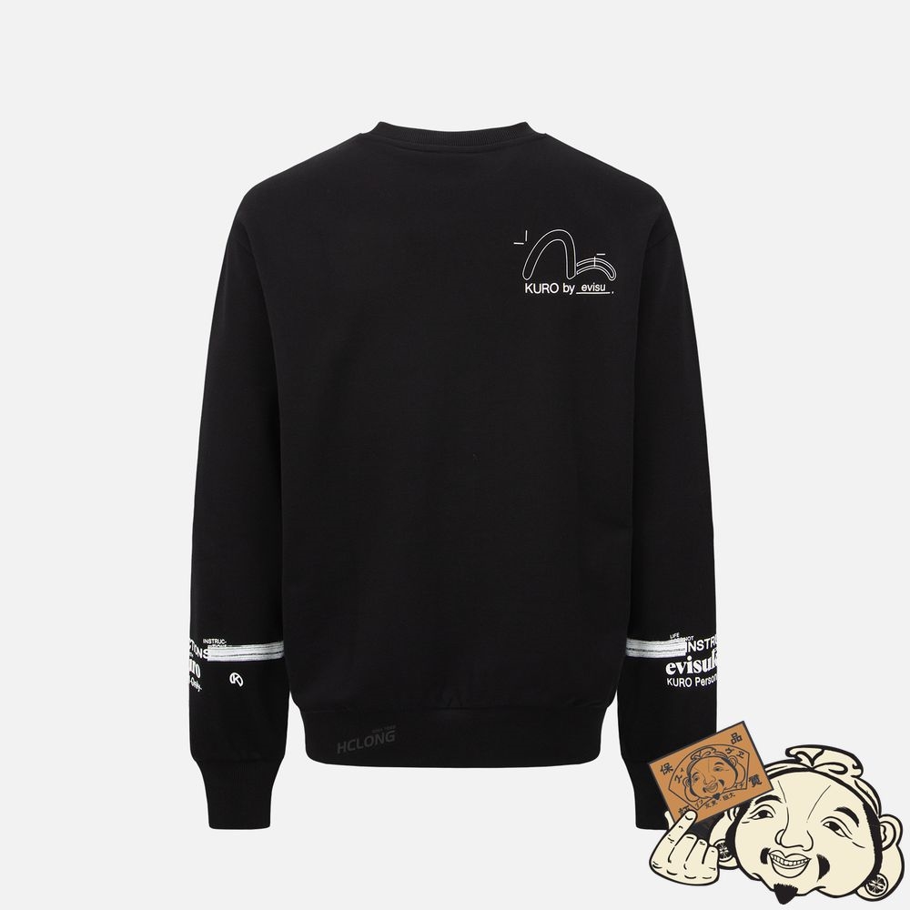 Men Evisu SLOGAN PRINT OVERSIZED SWEATSHIRT Noir | 957FYLZAV