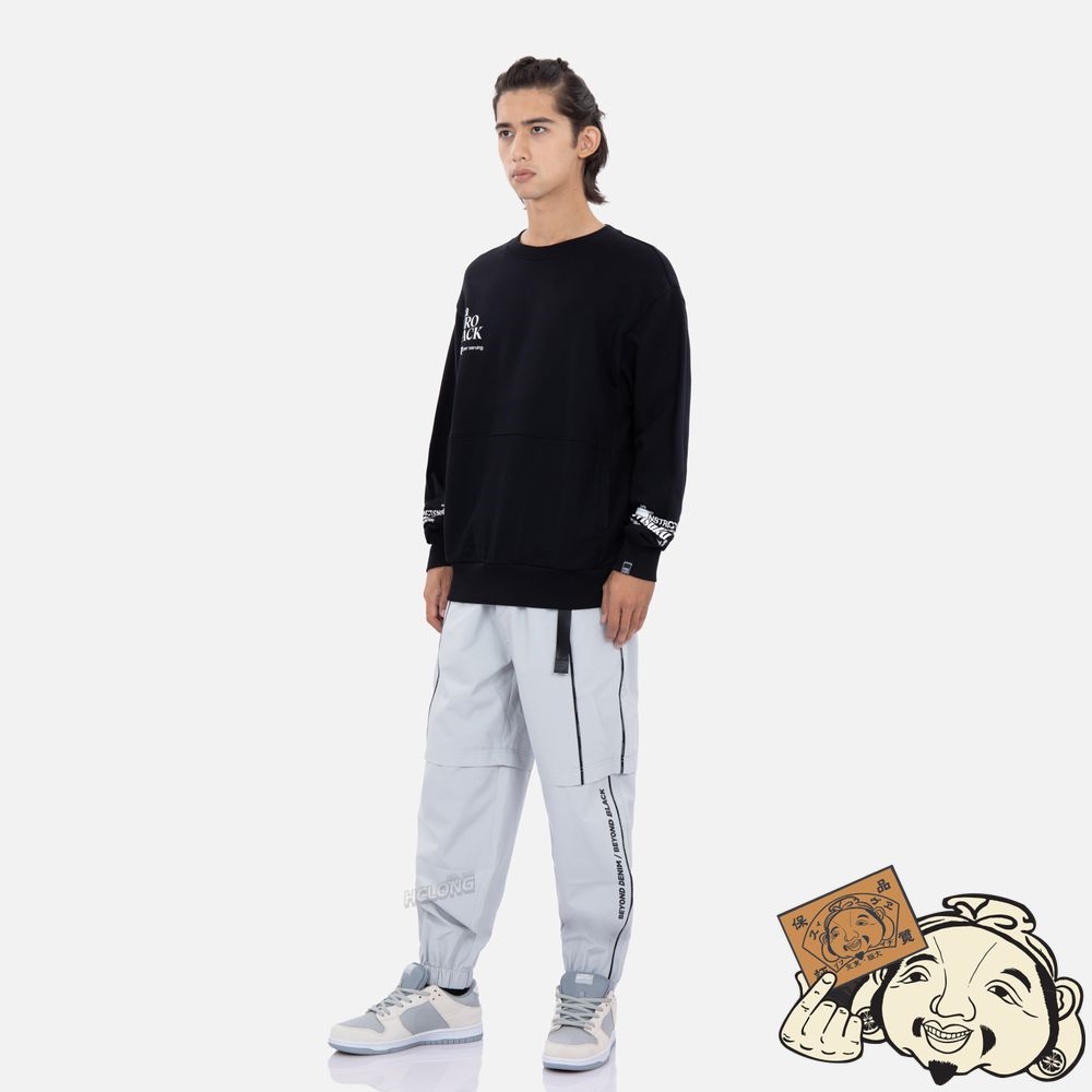 Men Evisu SLOGAN PRINT OVERSIZED SWEATSHIRT Noir | 957FYLZAV