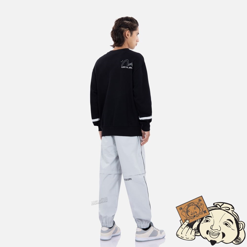 Men Evisu SLOGAN PRINT OVERSIZED SWEATSHIRT Noir | 957FYLZAV