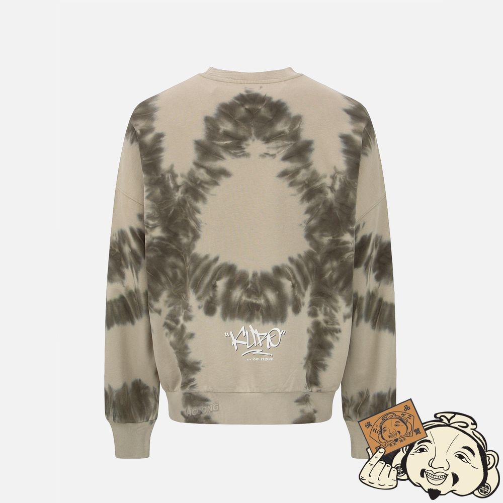 Men Evisu SLOGAN PRINT TIE-DYE SWEATSHIRT Kaki | 254NCUZFL
