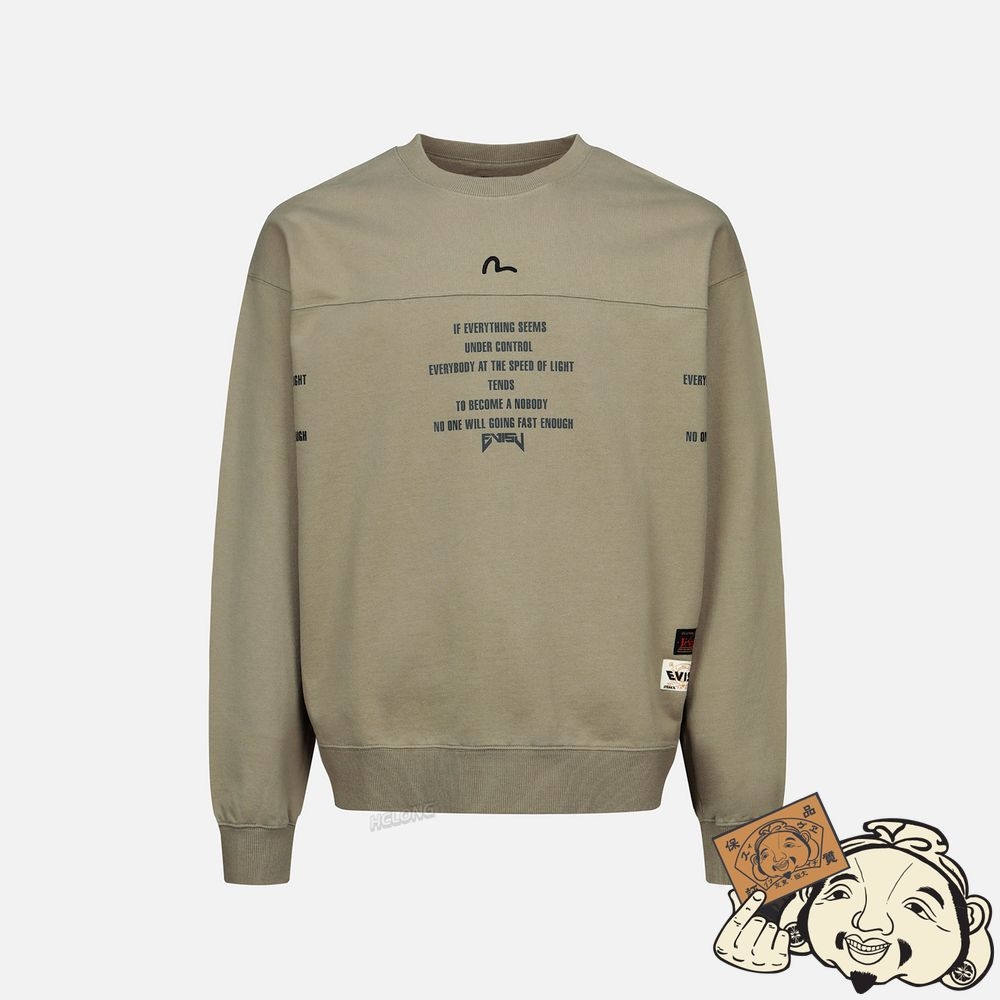 Men Evisu SPRAY-EFFECT GODHEAD PRINT SWEATSHIRT WITH SEAGULL EMBROIDERY Vert | 467LTQDWC
