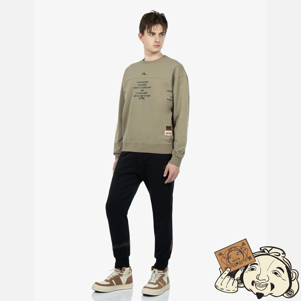 Men Evisu SPRAY-EFFECT GODHEAD PRINT SWEATSHIRT WITH SEAGULL EMBROIDERY Vert | 467LTQDWC